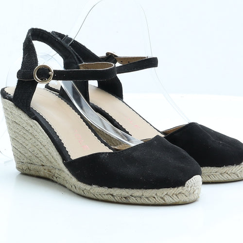 Preworn Womens Black Faux Suede Strappy Sandal UK 6 EUR 39
