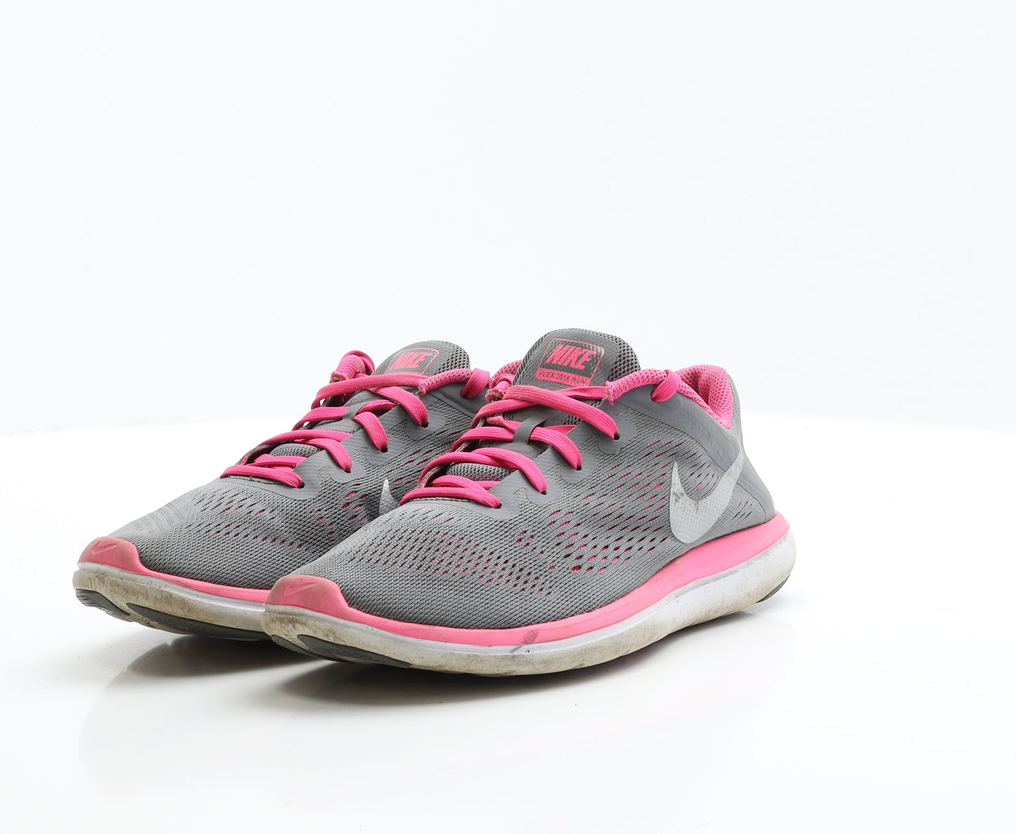 Nike Girls Grey Polyester Trainer UK 3 EUR 35.5 - Flex 2016 Run