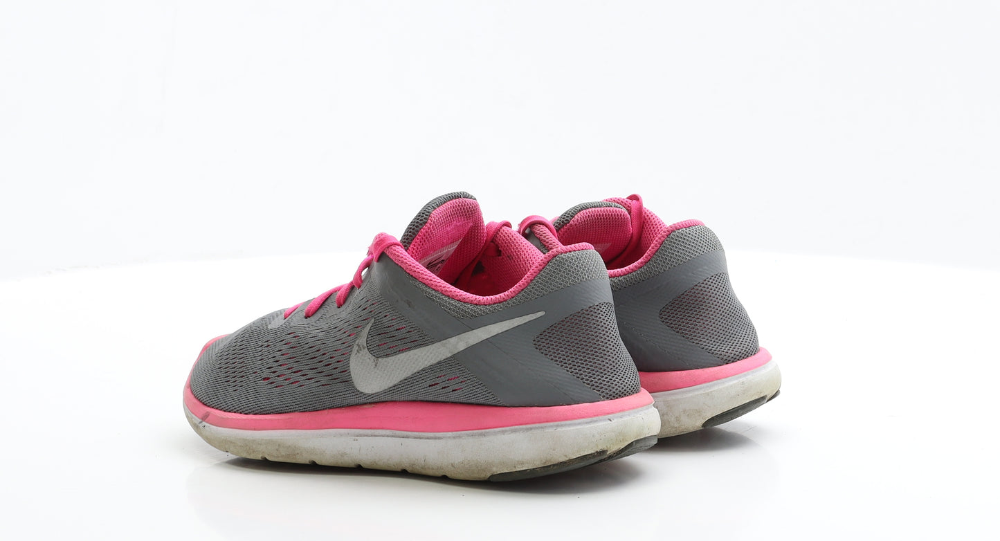 Nike Girls Grey Polyester Trainer UK 3 EUR 35.5 - Flex 2016 Run