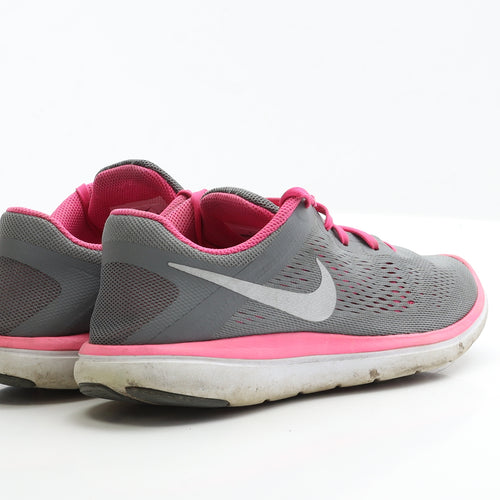 Nike Girls Grey Polyester Trainer UK 3 EUR 35.5 - Flex 2016 Run