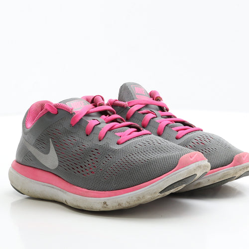 Nike Girls Grey Polyester Trainer UK 3 EUR 35.5 - Flex 2016 Run