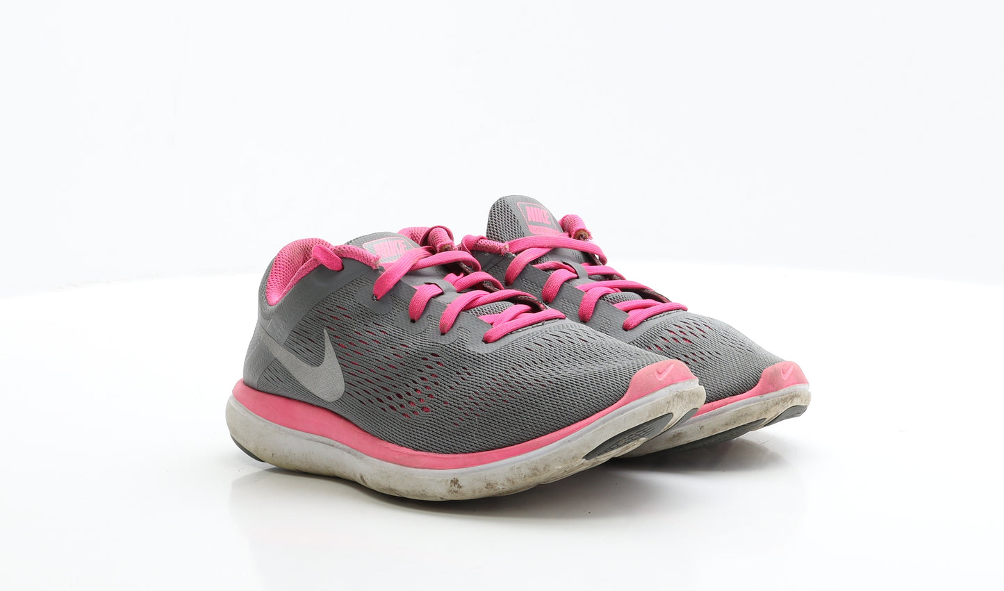 Nike Girls Grey Polyester Trainer UK 3 EUR 35.5 - Flex 2016 Run
