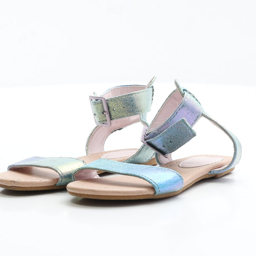 F&F Girls Blue Polyester Flat Sandal UK 9 EUR 27