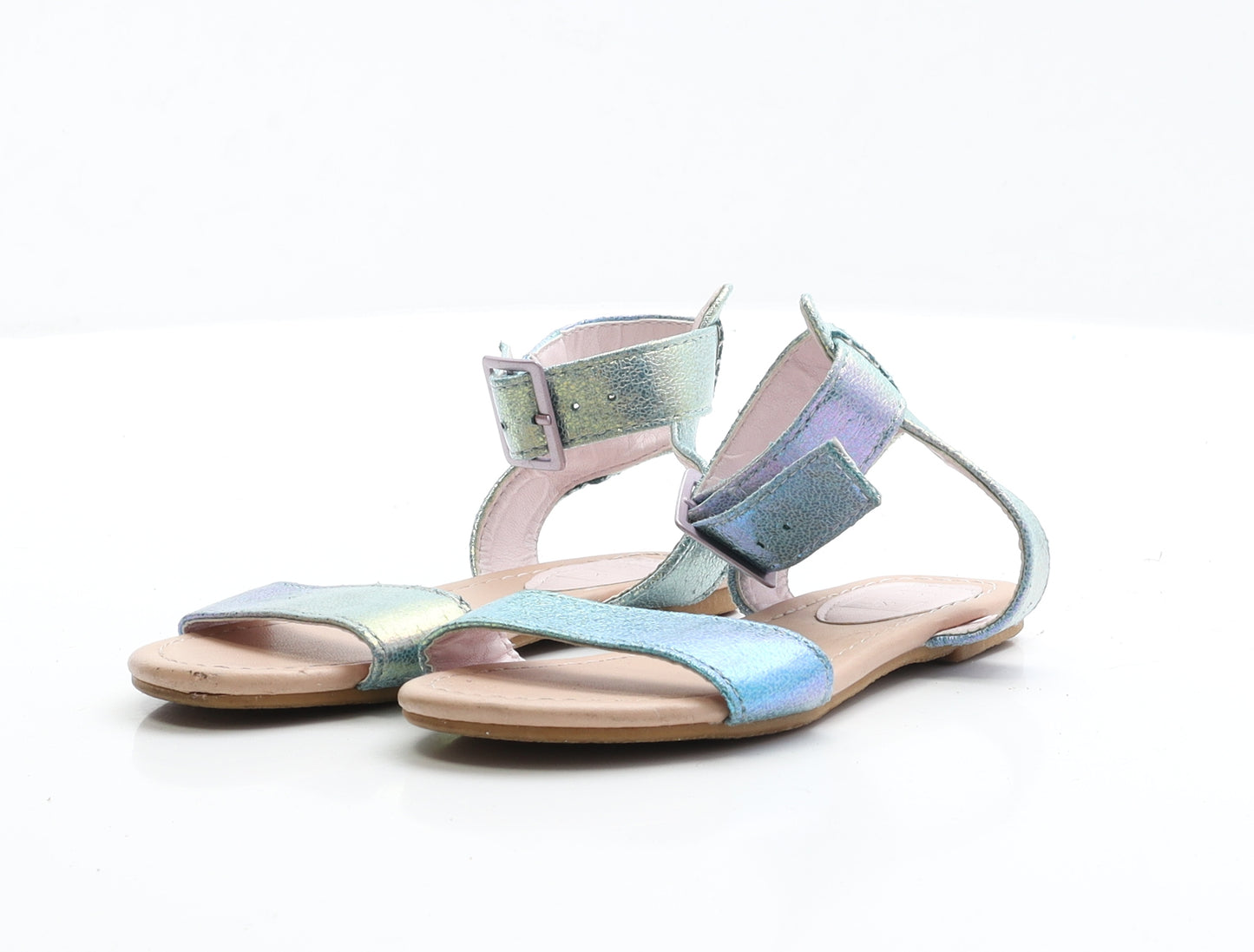 F&F Girls Blue Polyester Flat Sandal UK 9 EUR 27