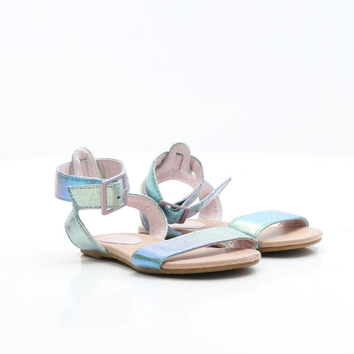 F&F Girls Blue Polyester Flat Sandal UK 9 EUR 27