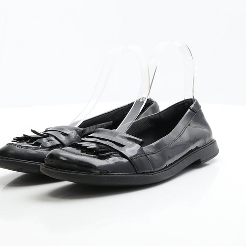 Preworn Girls Black Patent Leather Loafer Flat UK 5.5 EUR 39