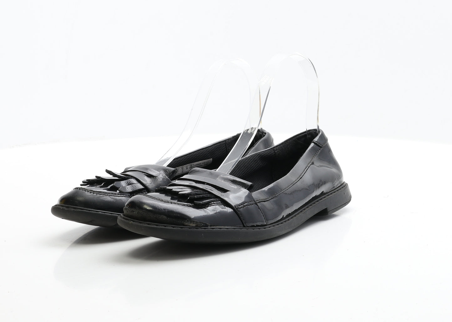 Preworn Girls Black Patent Leather Loafer Flat UK 5.5 EUR 39