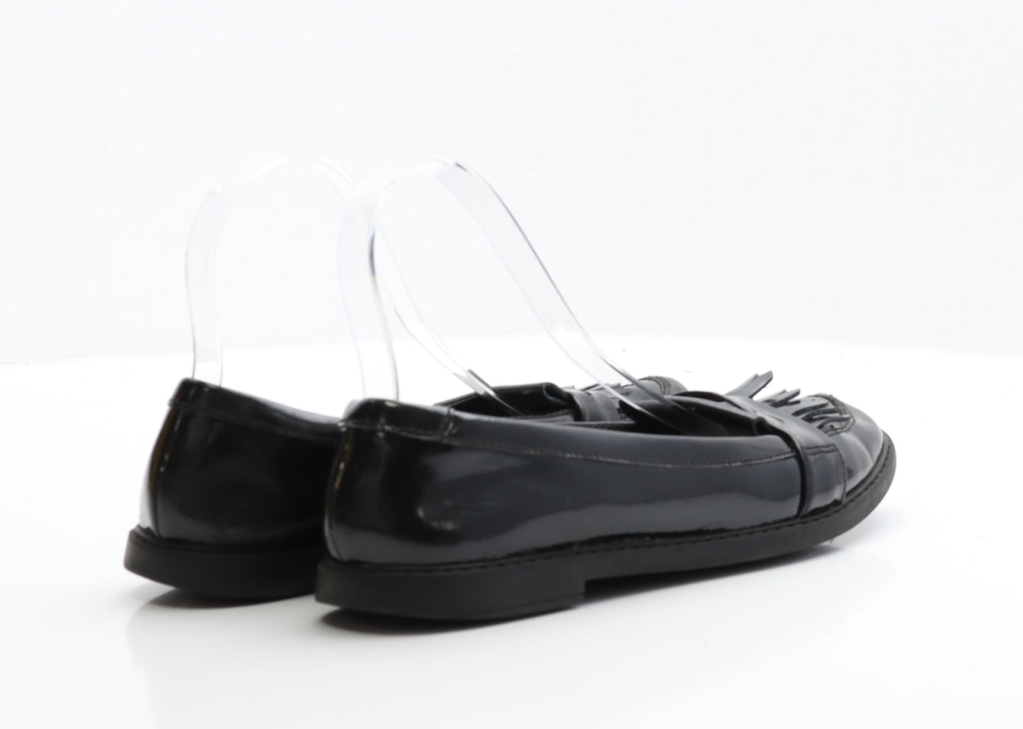 Preworn Girls Black Patent Leather Loafer Flat UK 5.5 EUR 39