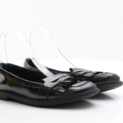 Preworn Girls Black Patent Leather Loafer Flat UK 5.5 EUR 39