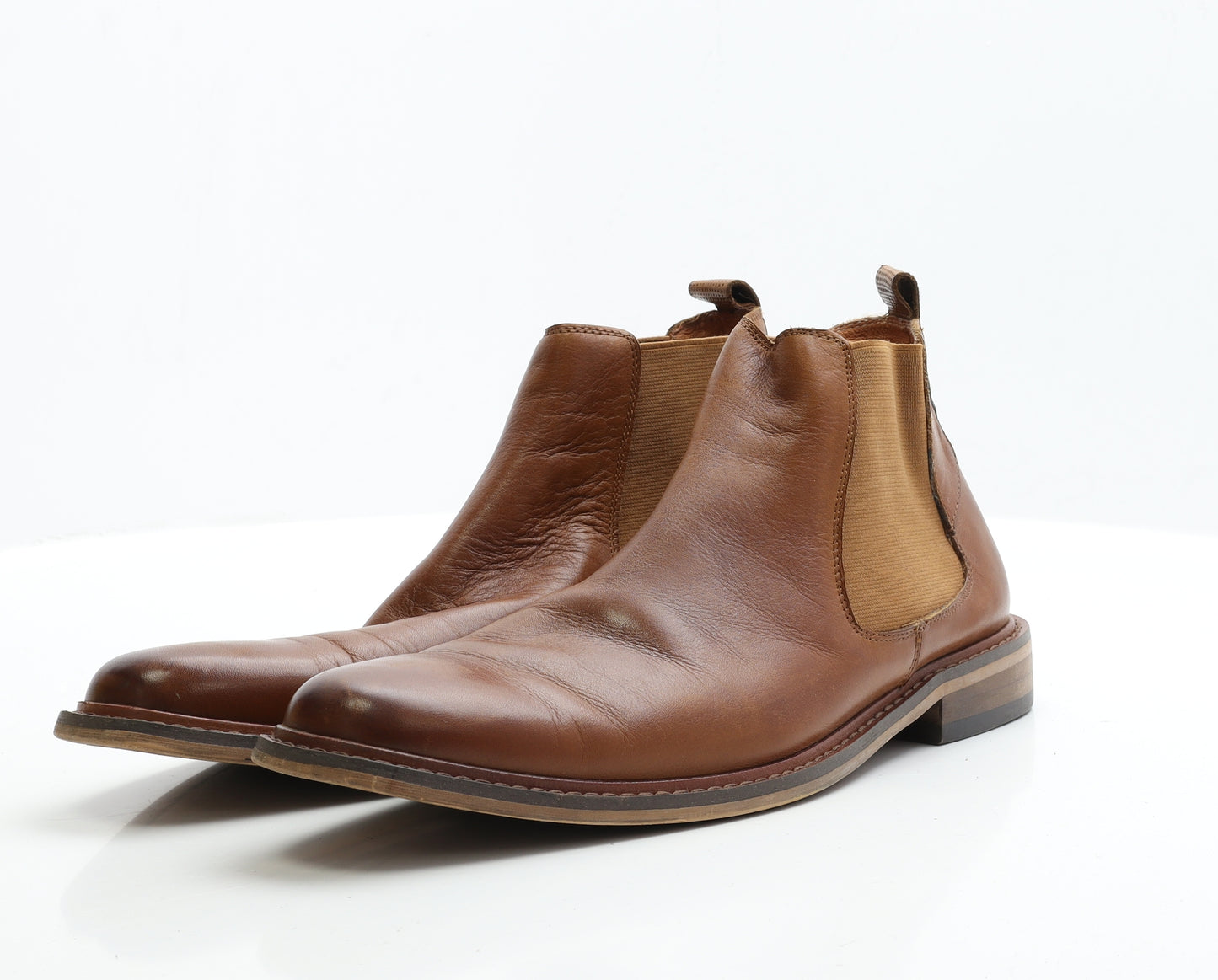 SOLE Mens Brown Faux Leather Chelsea Boot UK 10
