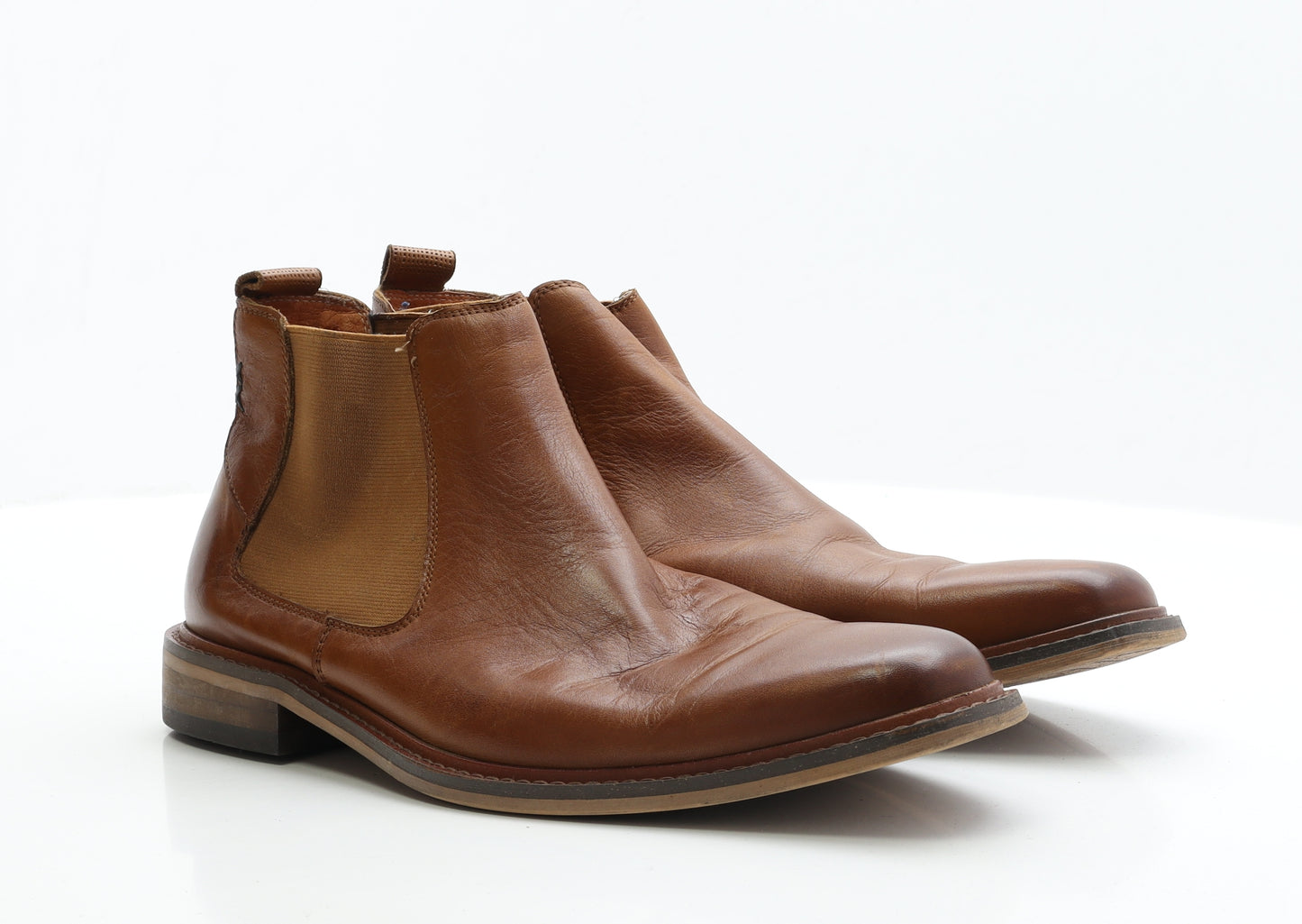 SOLE Mens Brown Faux Leather Chelsea Boot UK 10