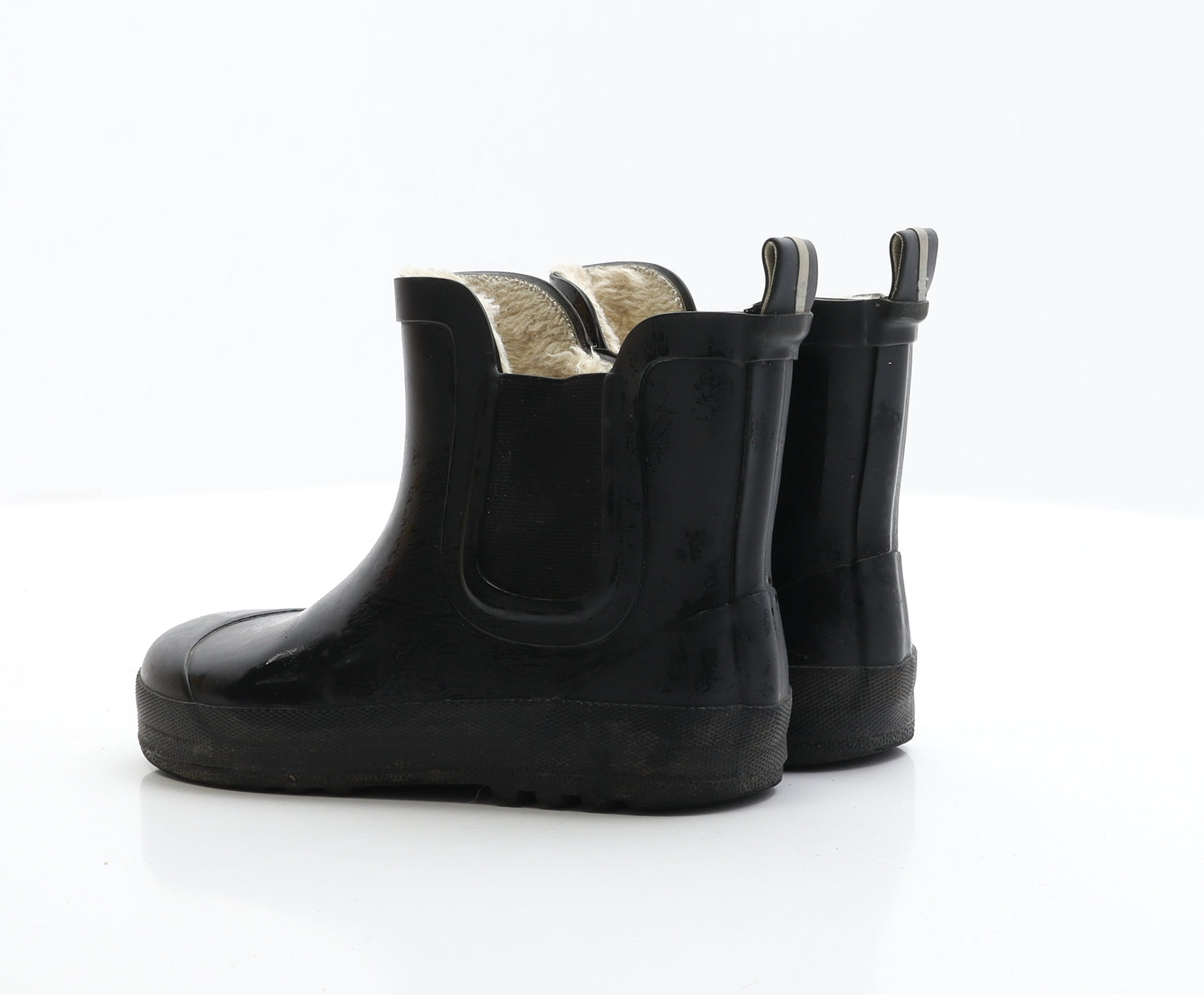 Preworn Boys Black Rubber Wellies Boot UK 12