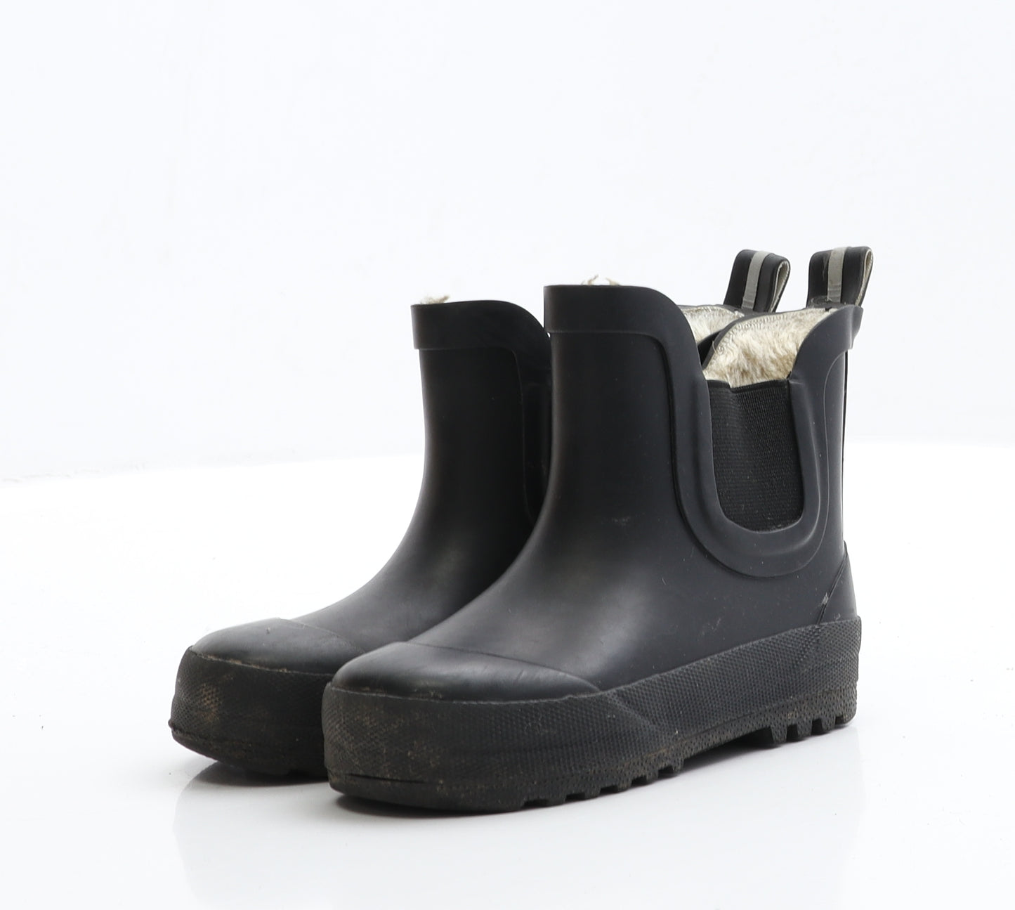 Preworn Boys Black Rubber Wellies Boot UK 6