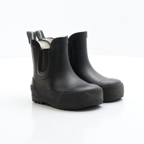 Preworn Boys Black Rubber Wellies Boot UK 6