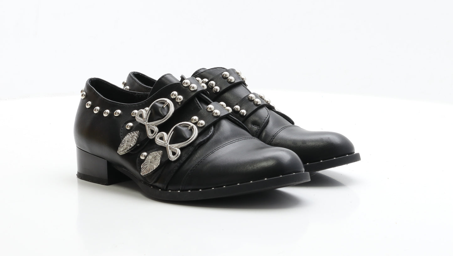 La Bottine Souriante Womens Black Faux Leather Loafer Flat UK 5 EUR 38