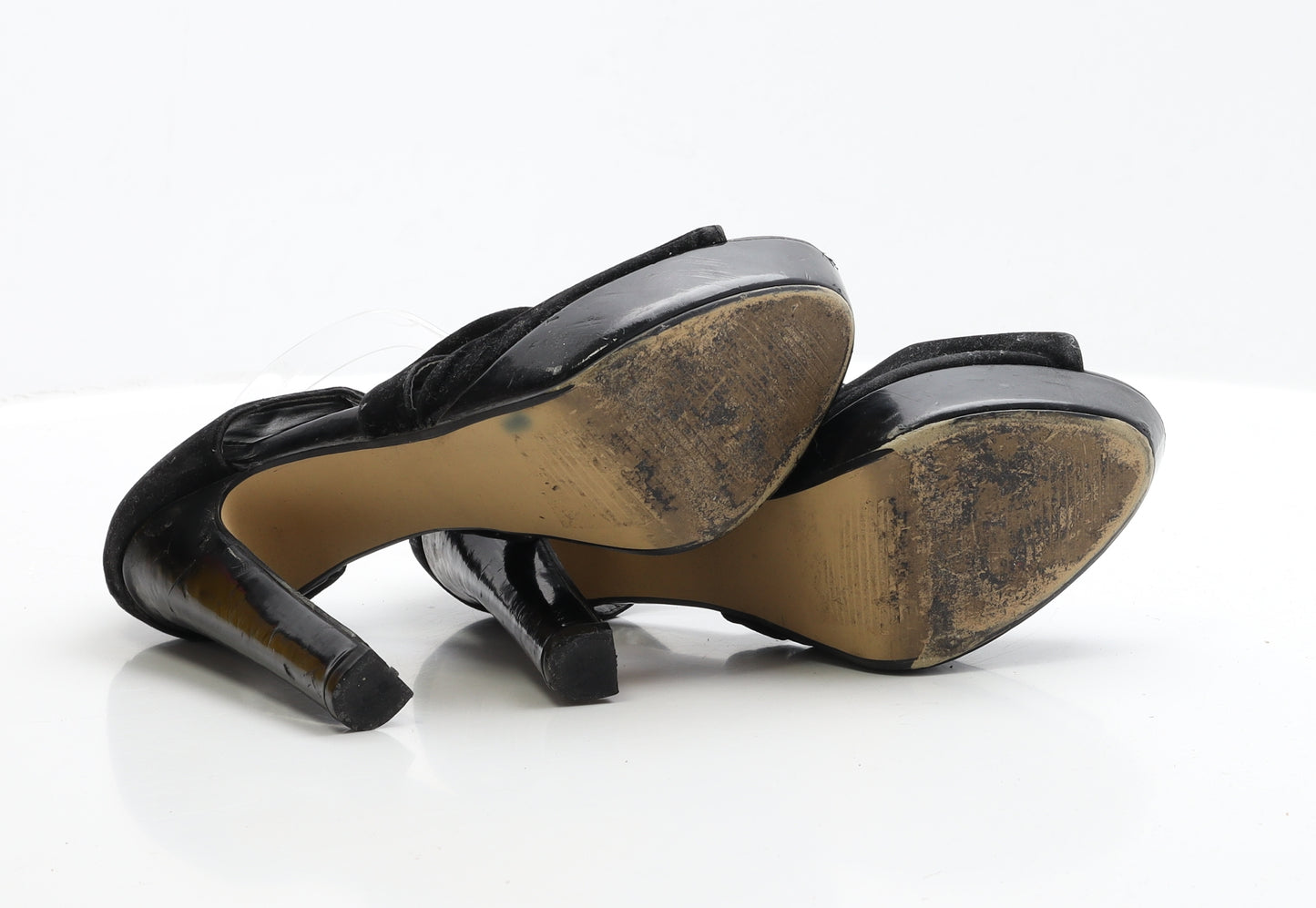 New Look Womens Black Faux Suede Platform Heel UK 5 EUR 38