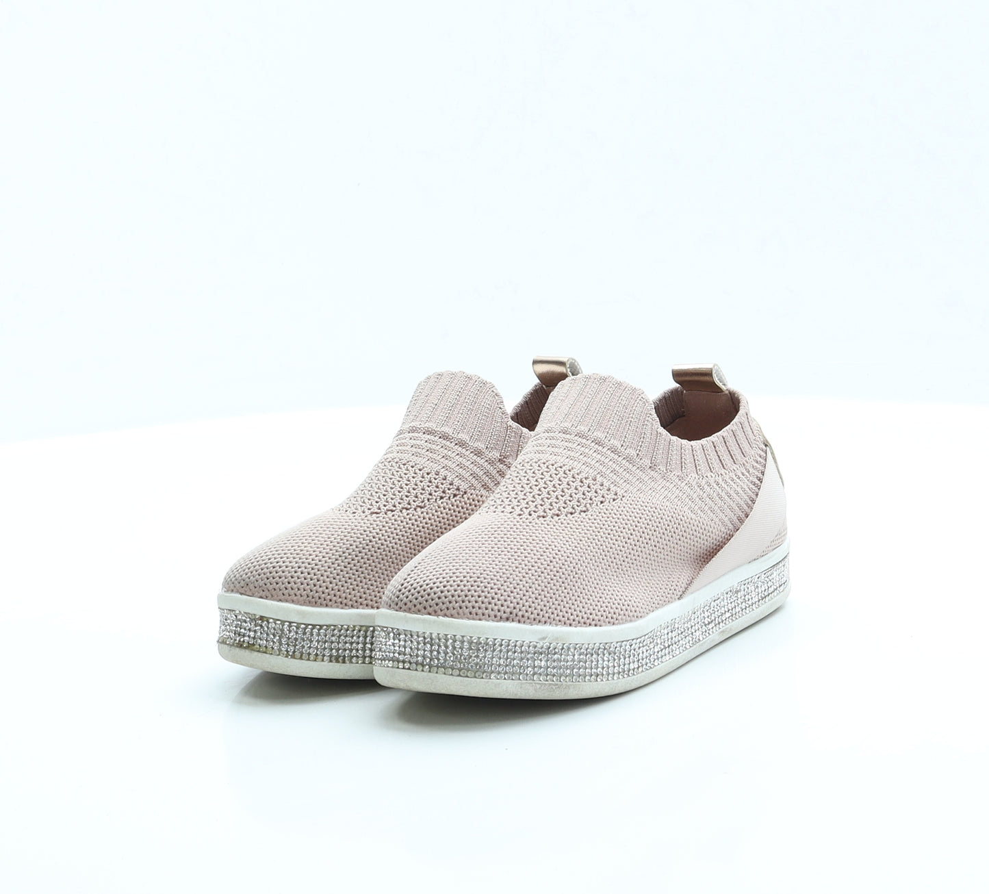 River Island Girls Pink Fabric Slip On Trainer UK 9 EUR 26