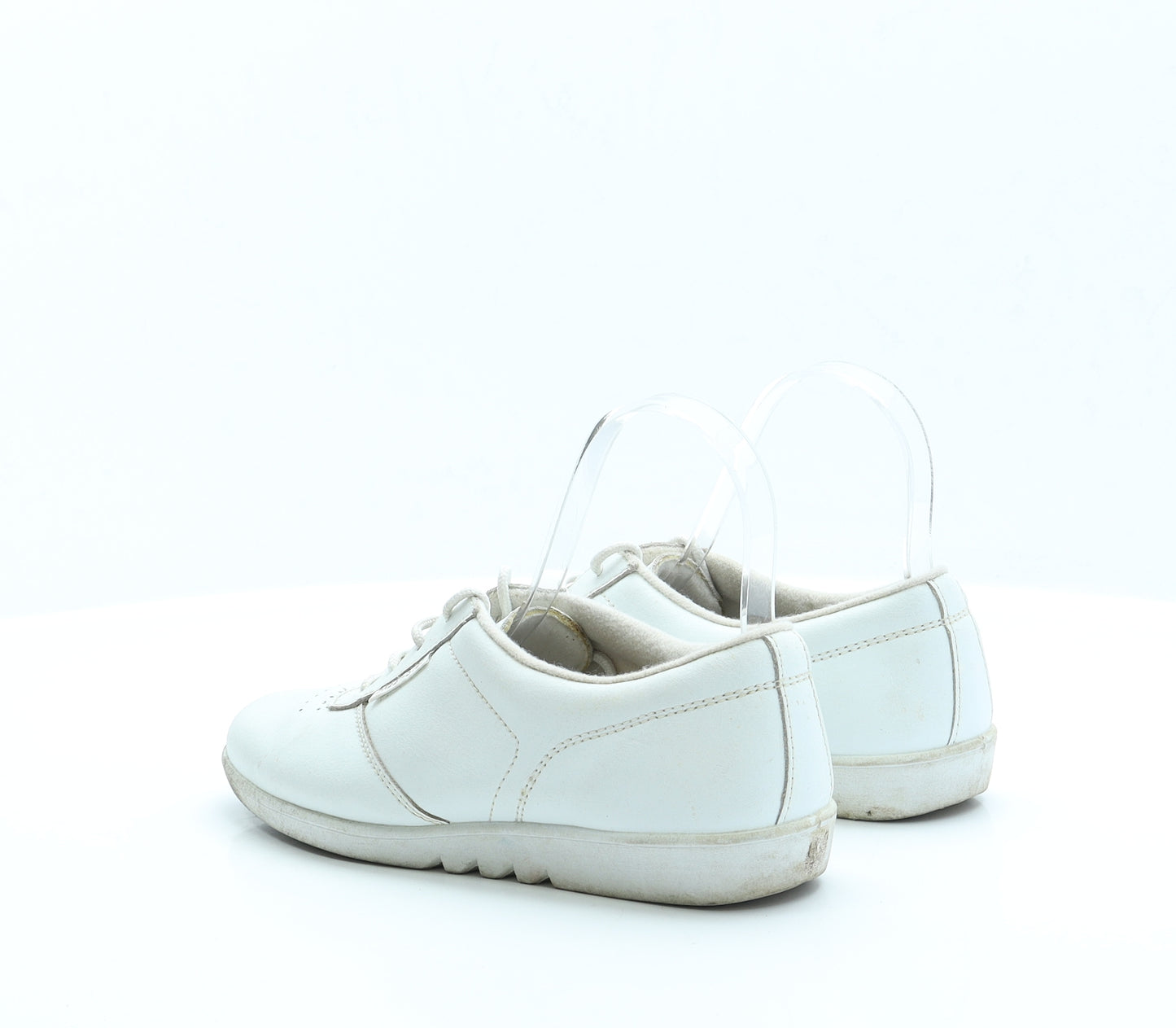 Free-Step Womens Ivory Faux Leather Trainer UK 5