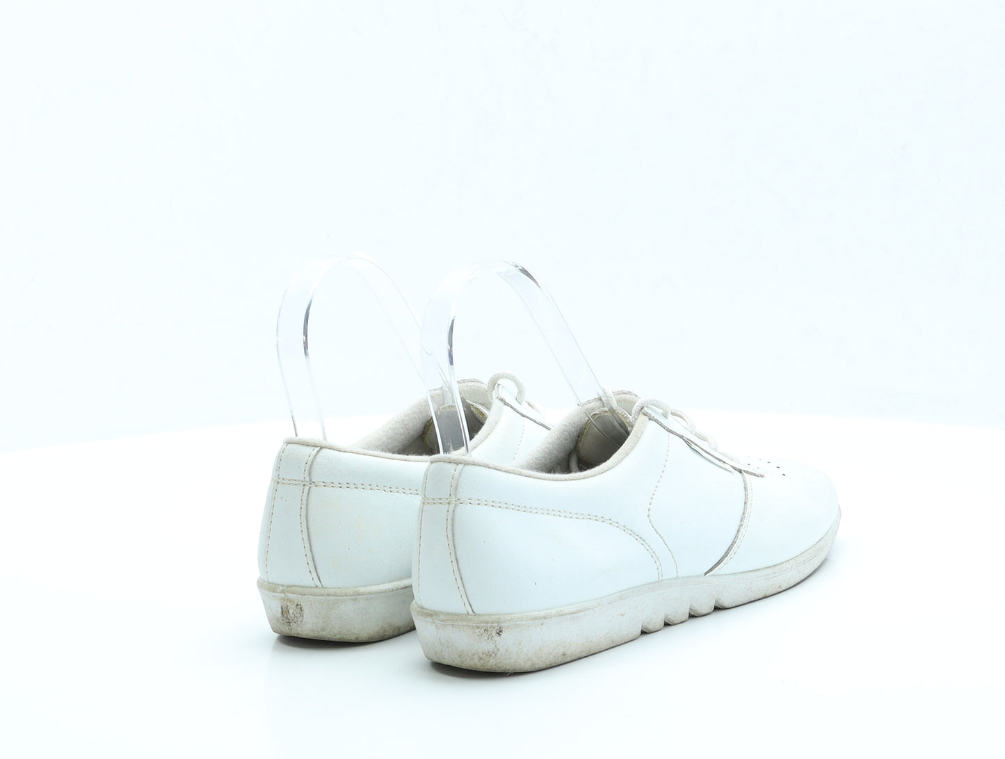 Free-Step Womens Ivory Faux Leather Trainer UK 5