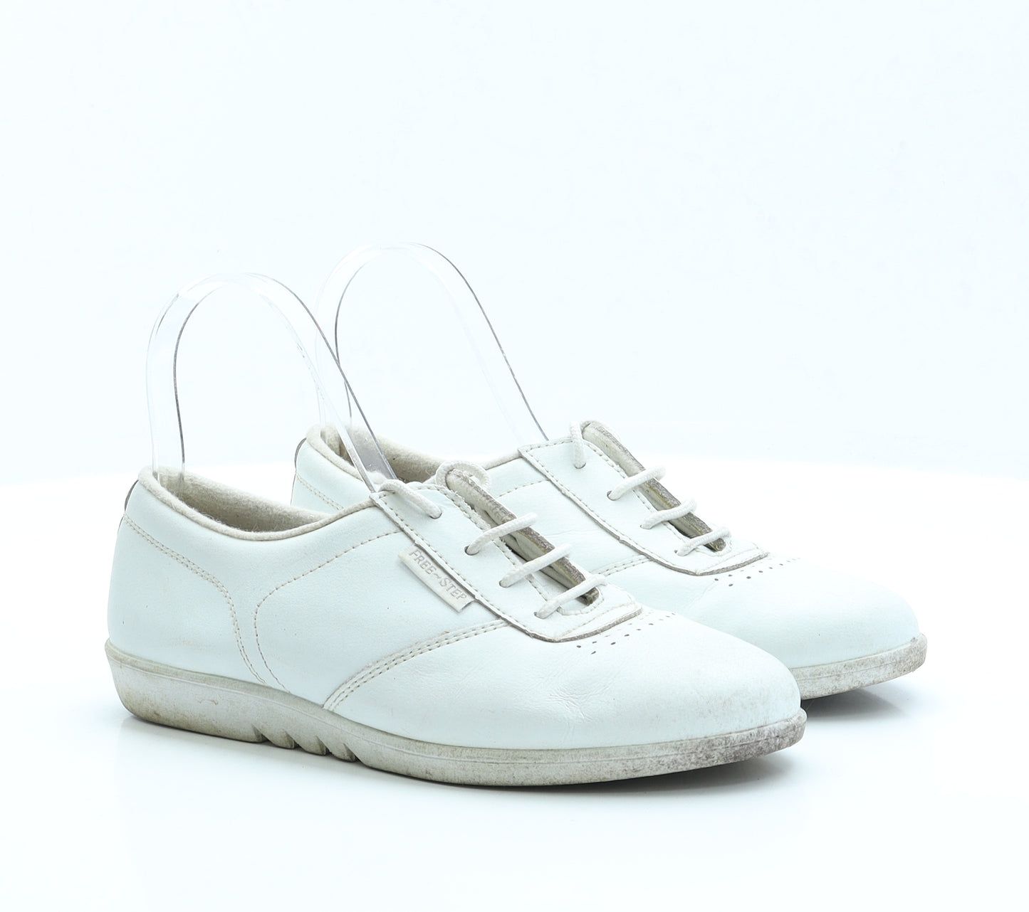 Free-Step Womens Ivory Faux Leather Trainer UK 5