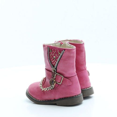 Preworn Girls Pink Biker Boot UK 4 EUR 20