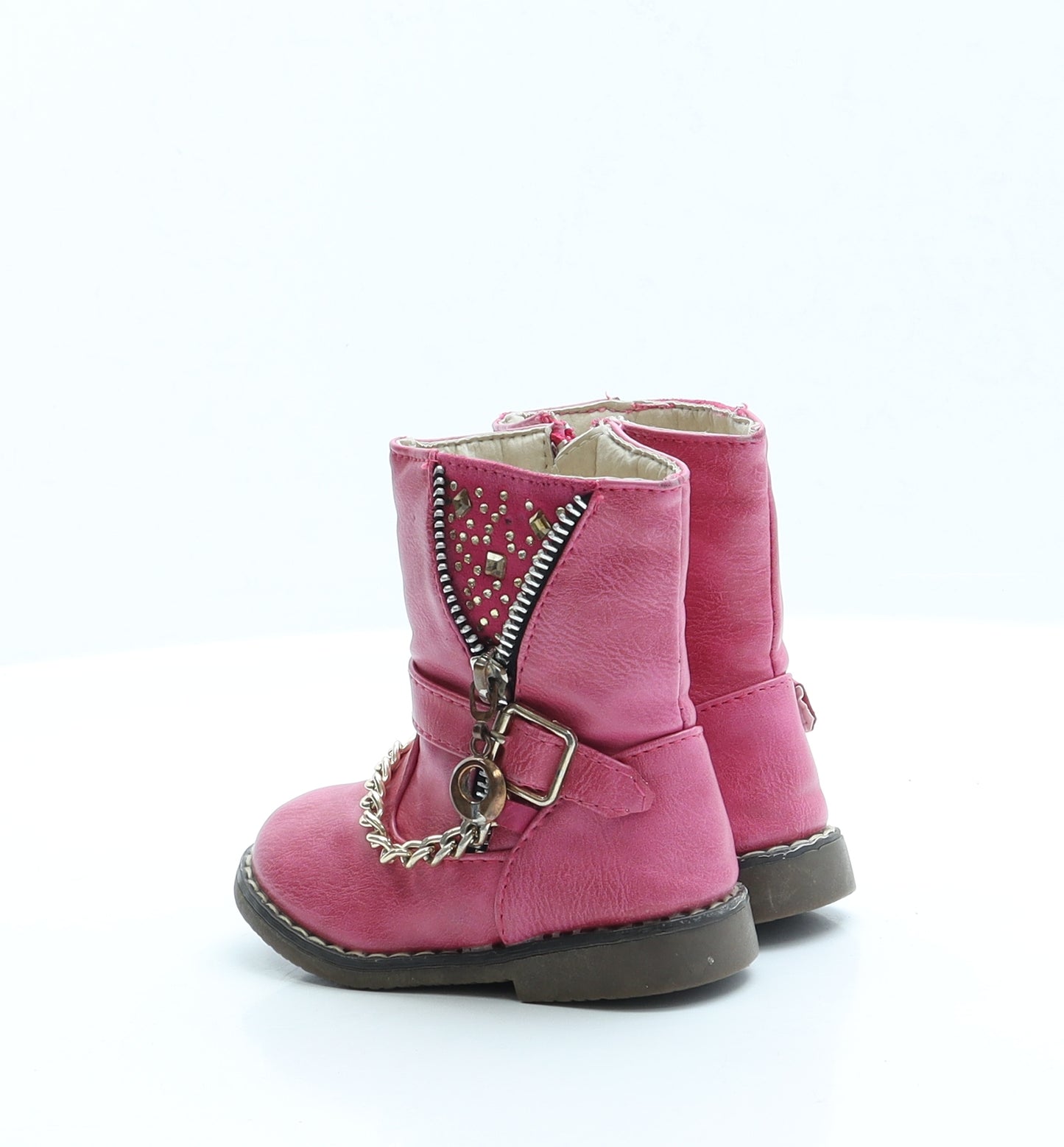 Preworn Girls Pink Biker Boot UK 4 EUR 20