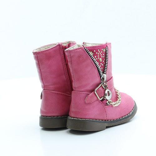 Preworn Girls Pink Biker Boot UK 4 EUR 20