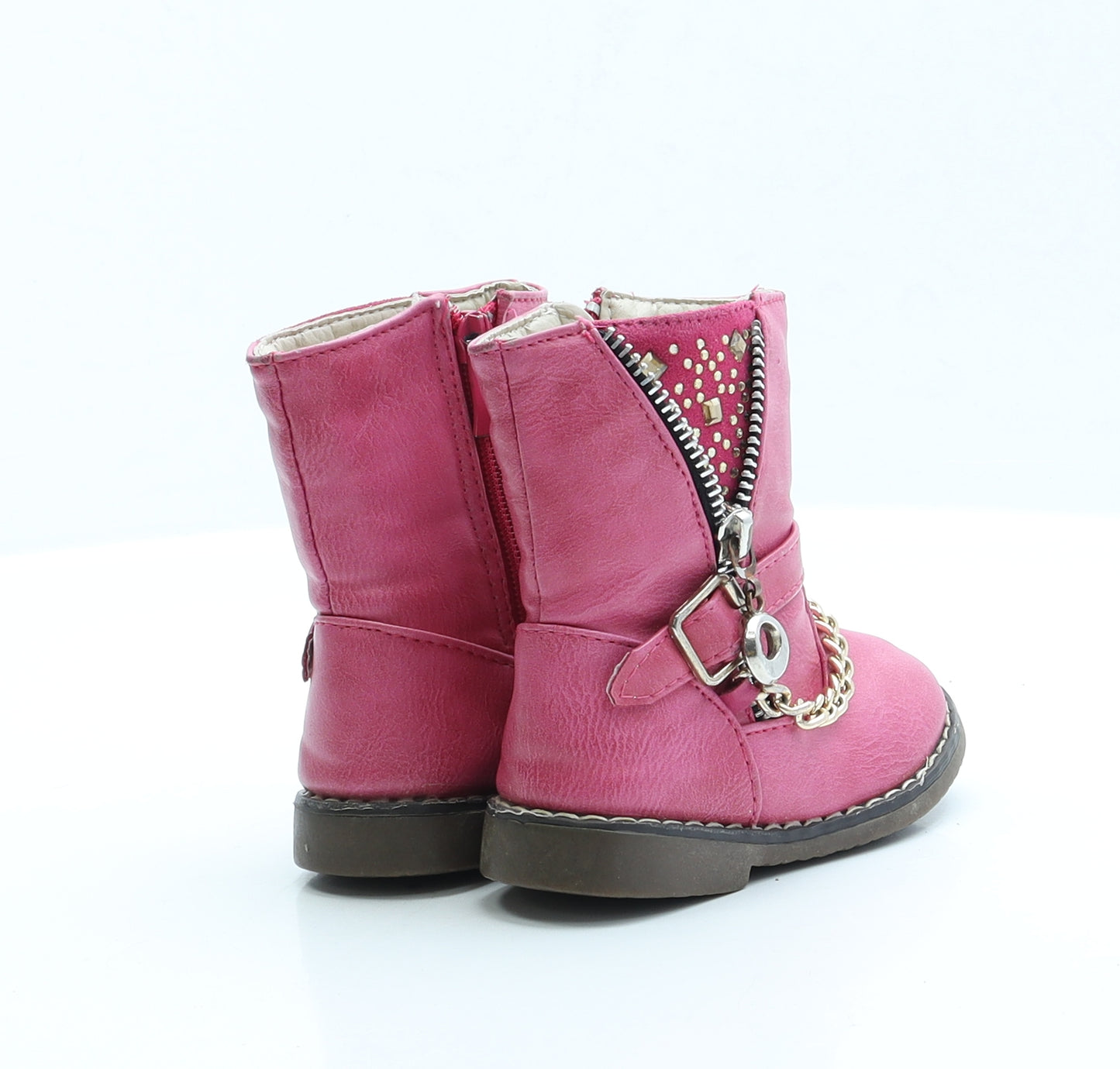 Preworn Girls Pink Biker Boot UK 4 EUR 20
