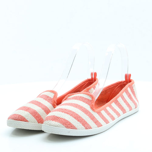 Atmosphere Womens Orange Striped Fabric Flat UK 5 EUR 38