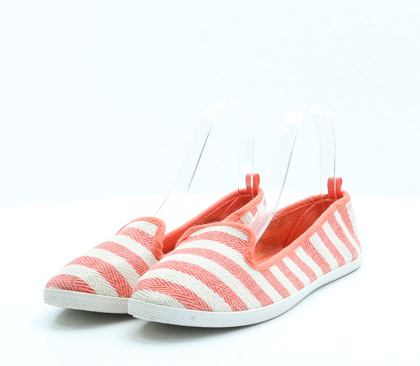 Atmosphere Womens Orange Striped Fabric Flat UK 5 EUR 38