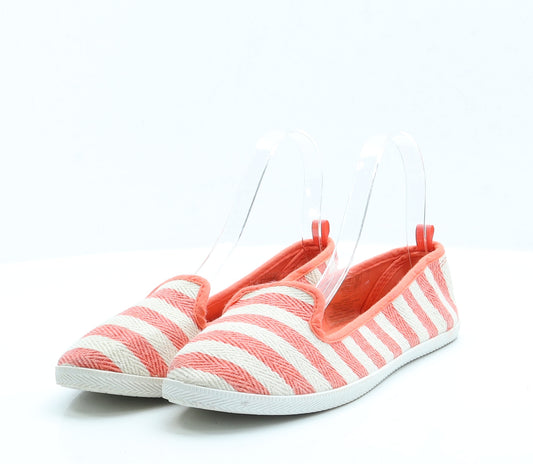 Atmosphere Womens Orange Striped Fabric Flat UK 5 EUR 38