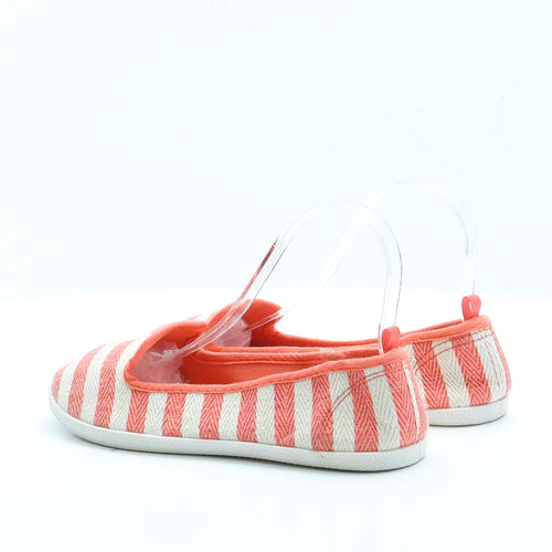 Atmosphere Womens Orange Striped Fabric Flat UK 5 EUR 38
