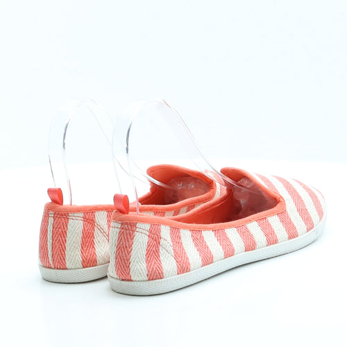 Atmosphere Womens Orange Striped Fabric Flat UK 5 EUR 38