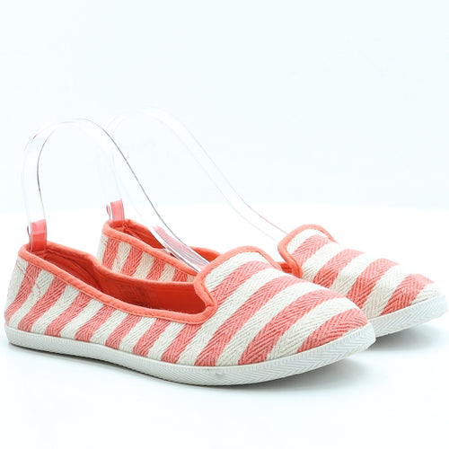 Atmosphere Womens Orange Striped Fabric Flat UK 5 EUR 38