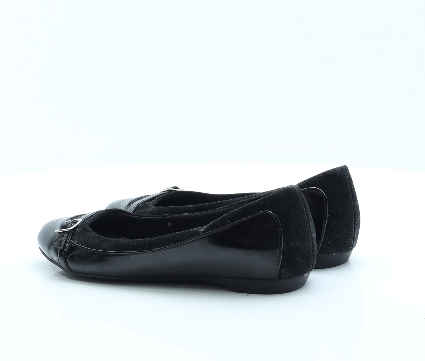 Marks and Spencer Womens Black Leather Ballet Flat UK 4
