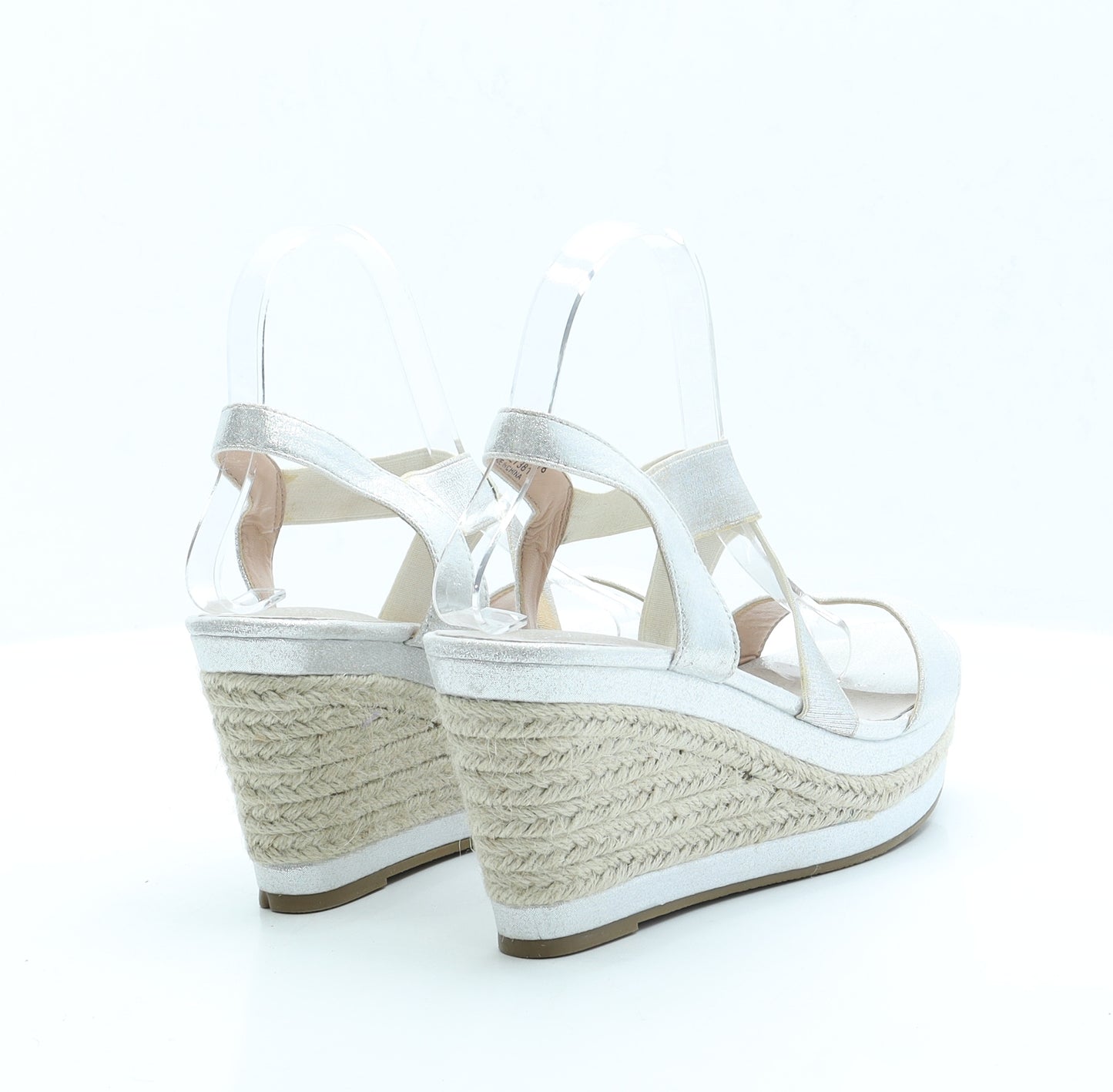 Primark Womens Silver Polyester Platform Heel UK 5 EUR 38 US 7 - Wide Fit