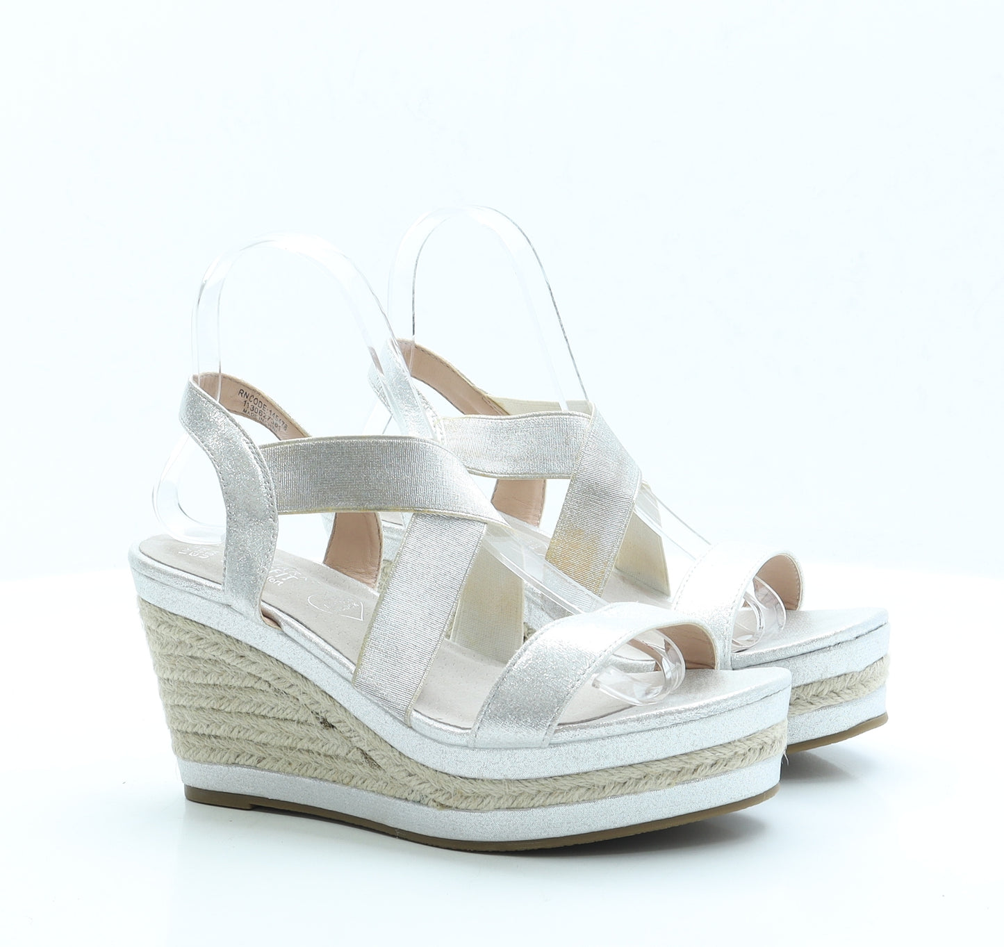 Primark Womens Silver Polyester Platform Heel UK 5 EUR 38 US 7 - Wide Fit