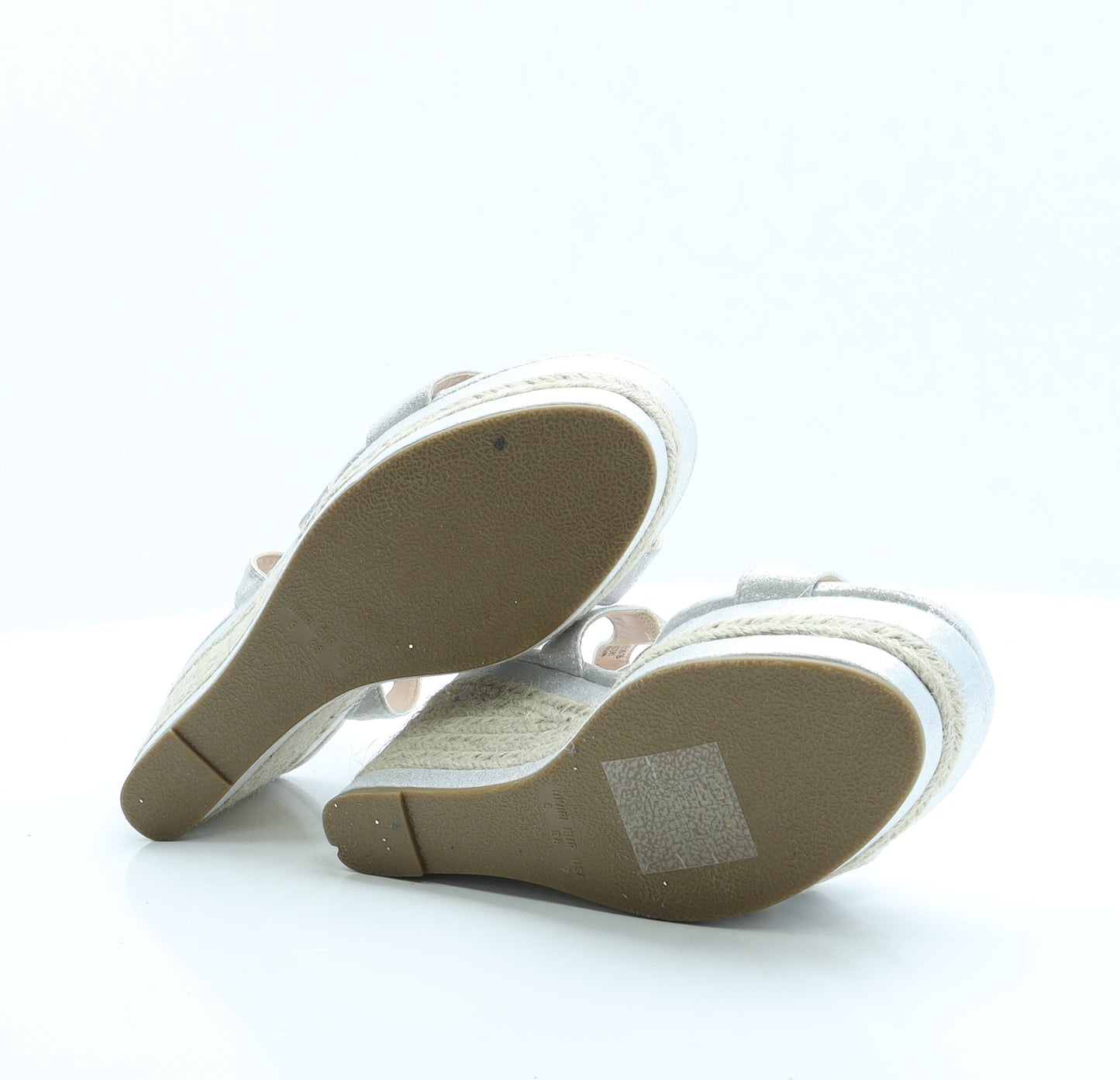 Primark Womens Silver Polyester Platform Heel UK 5 EUR 38 US 7 - Wide Fit