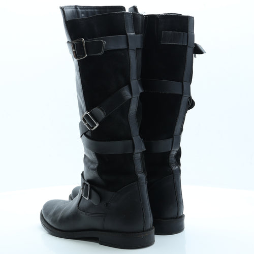 Lotus Womens Black Faux Leather Biker Boot UK 6