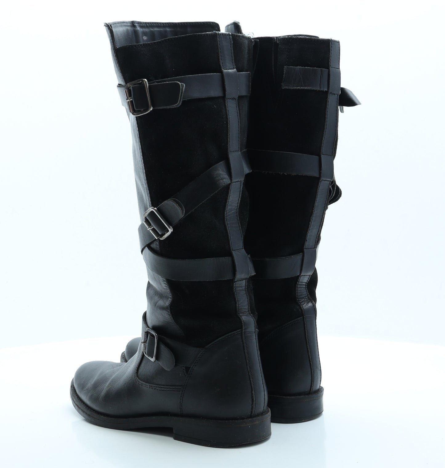 Lotus Womens Black Faux Leather Biker Boot UK 6