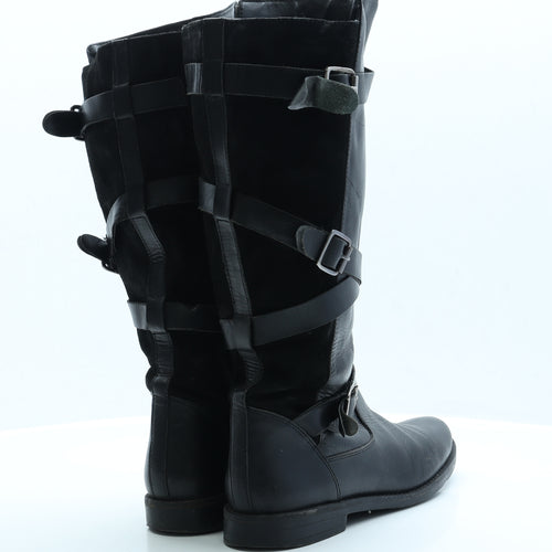 Lotus Womens Black Faux Leather Biker Boot UK 6