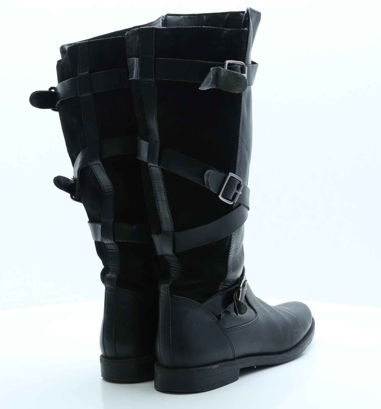 Lotus Womens Black Faux Leather Biker Boot UK 6