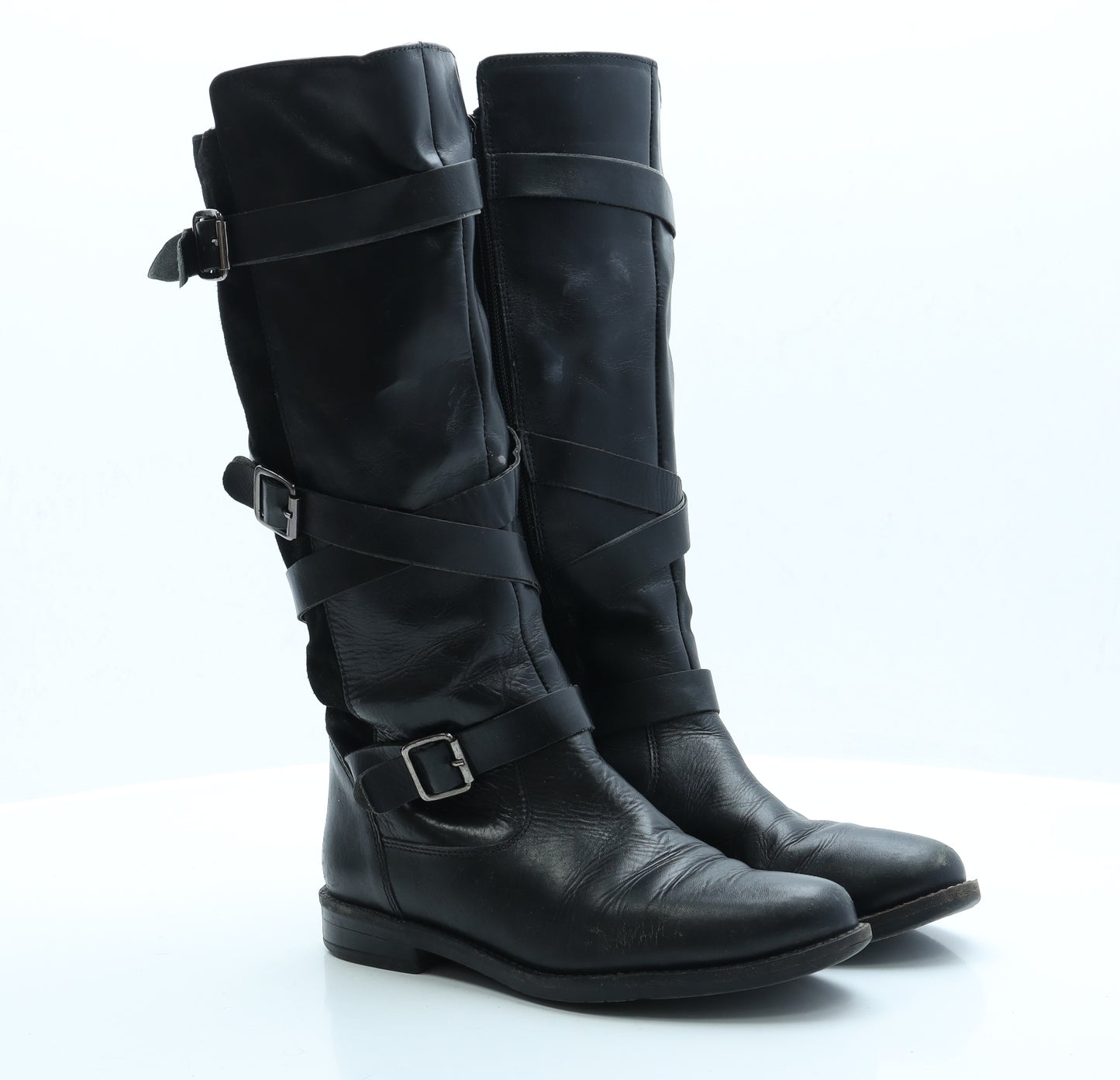 Lotus Womens Black Faux Leather Biker Boot UK 6