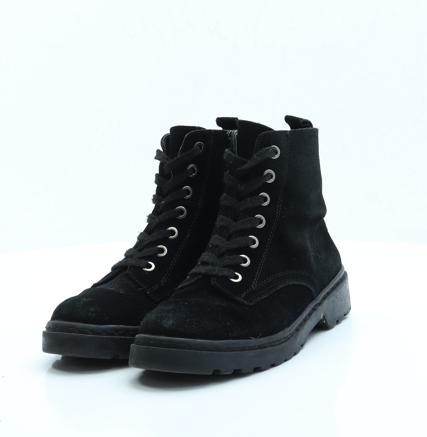 Topshop Womens Black Faux Suede Combat Boot UK 3 EUR 36