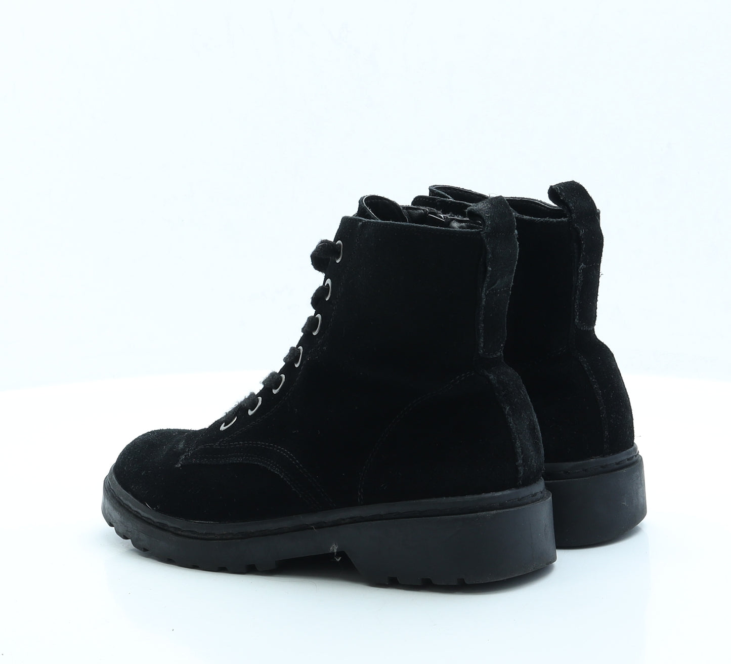 Topshop Womens Black Faux Suede Combat Boot UK 3 EUR 36