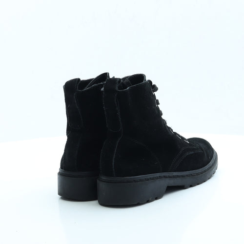 Topshop Womens Black Faux Suede Combat Boot UK 3 EUR 36