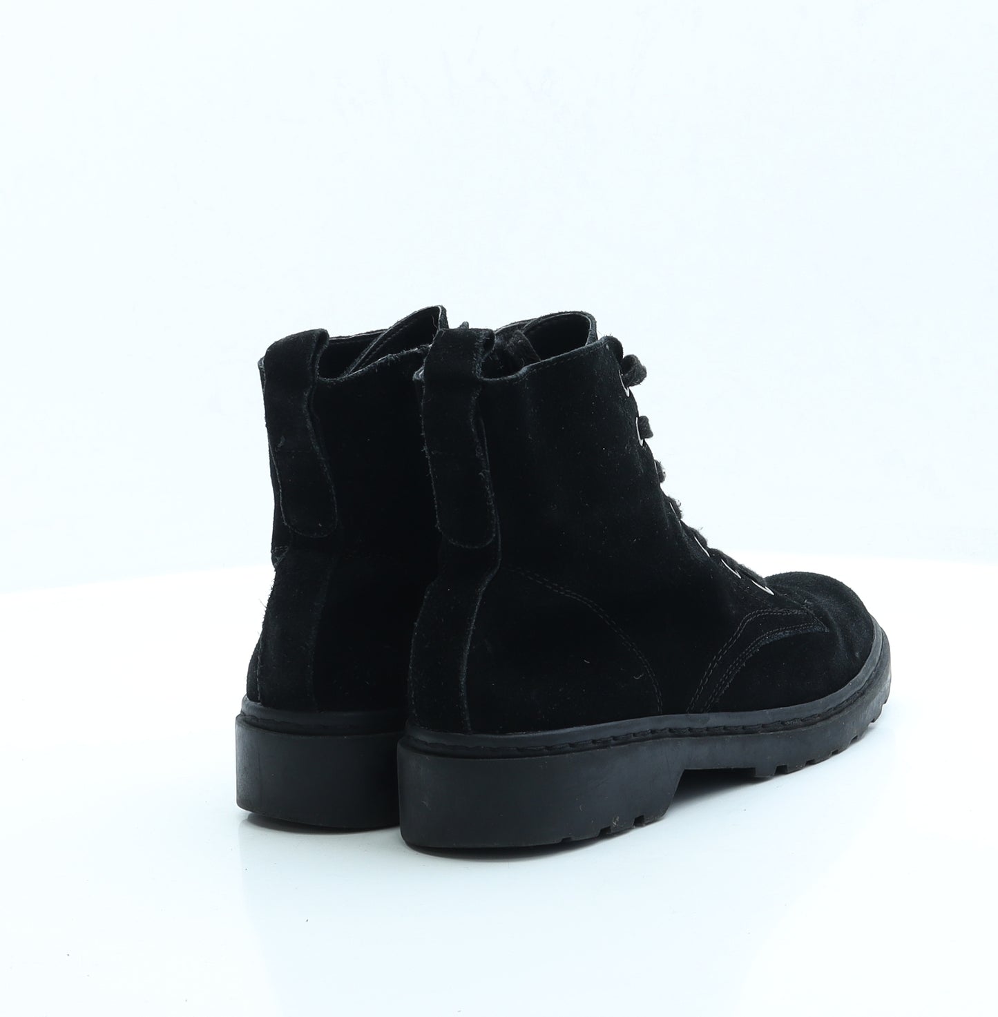 Topshop Womens Black Faux Suede Combat Boot UK 3 EUR 36
