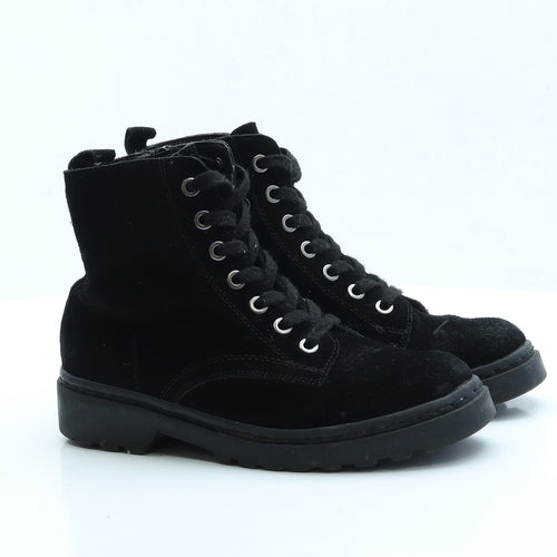 Topshop Womens Black Faux Suede Combat Boot UK 3 EUR 36