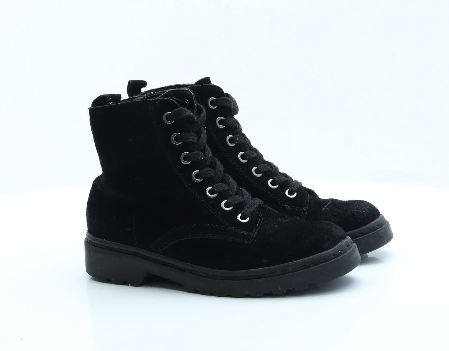 Topshop Womens Black Faux Suede Combat Boot UK 3 EUR 36