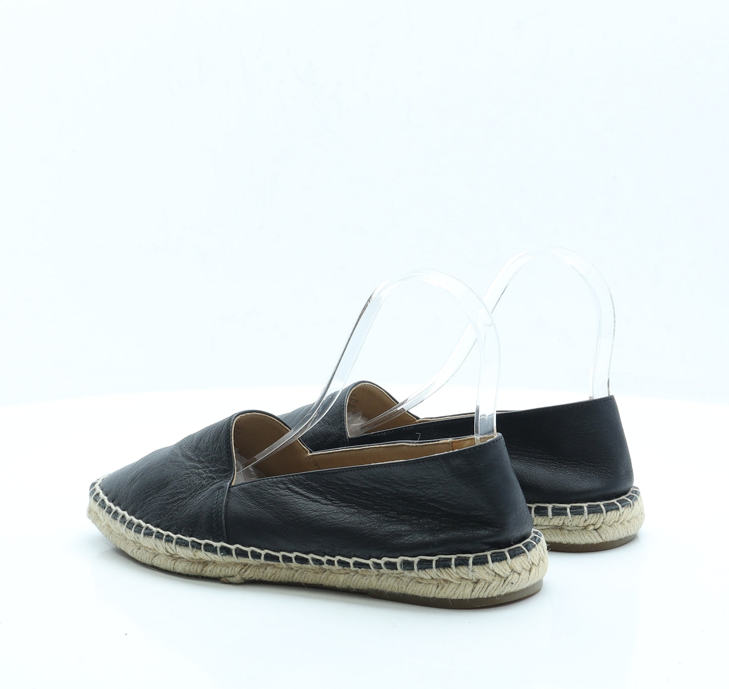Preworn Womens Black Faux Leather Espadrille Sandal UK 6 EUR 39